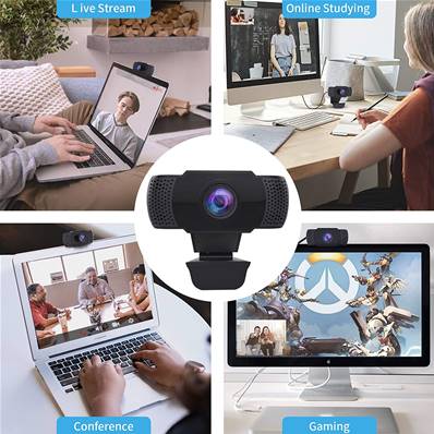 Webcam USB 1080P avec support écran et micro intégré (réglage de l'optique)