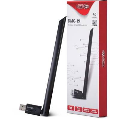 INTER-TECH Adaptateur USB2.0 Wifi 5 - 600Mbps Antenne - DMG-19 POWER-ON