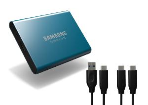 SAMSUNG Disque SSD externe USB3.2 Type A ou C - 500Go - T5 Bleu