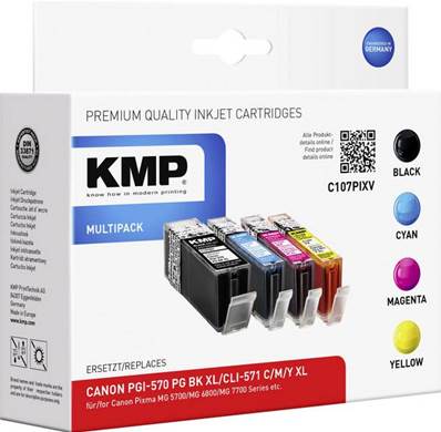 KMP Pack de 4 cartouches C107PIXV compatible CANON 570XL PGBK + 571XL C Y M