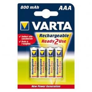 VARTA Lot de 4 piles rechargeables ACCU AAA 800mAh