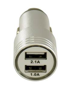 LC-POWER Adaptateur allume-cigare vers 2 ports USB - 5V 2.1A - ALU