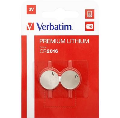 VERBATIM Pack 2 Piles CR2016 3V