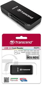 TRANSCEND Lecteur de cartes SD/microSD Noir USB3.0 Format Cle USB