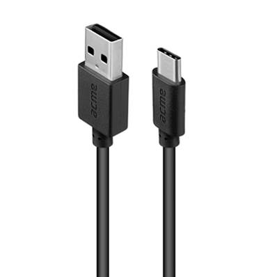 ACME Cable USB 2.0 vers USB Type C male/ male 2m Noir charge et transfert